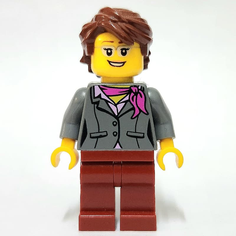 Dark Bluish Grey Torso, Dark Red Legs, Reddish Brown Hair