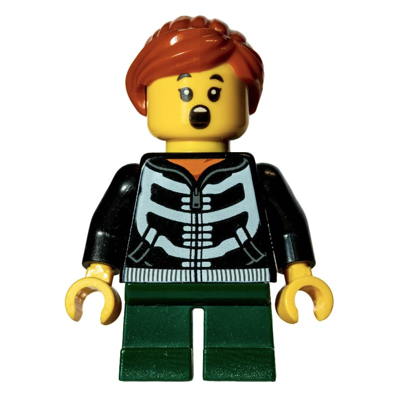 Kid - Black Torso, Dark Green Legs, Dark Orange Hair