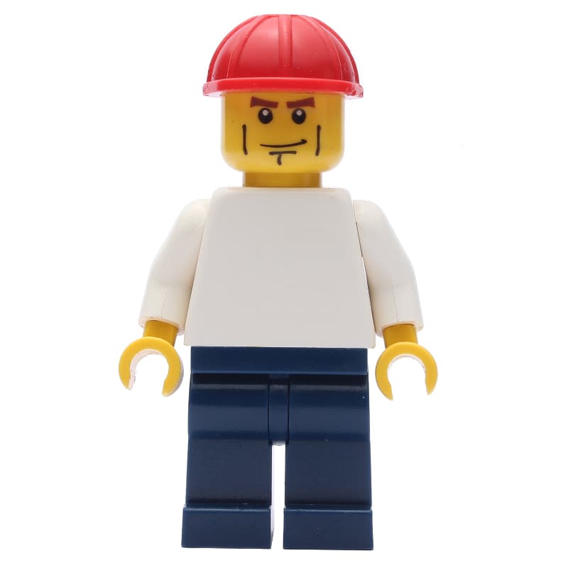White Torso, Dark Blue Legs, Red Helmet, Cheek Lines