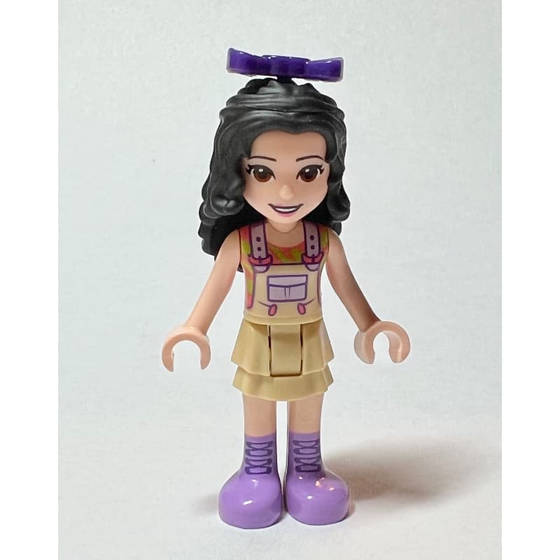 Emma - Tan Overall, Black Hair, Bow