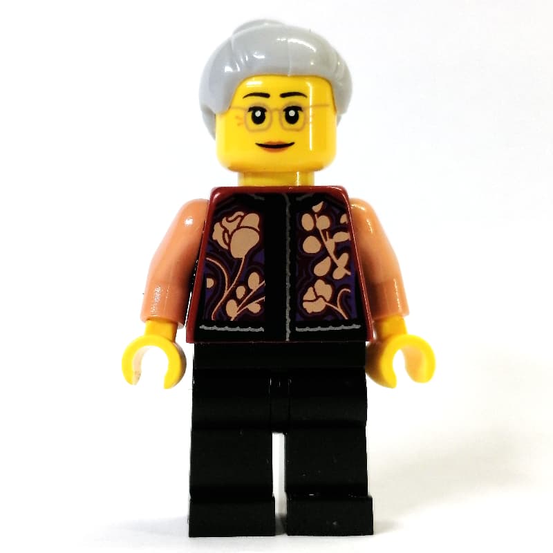 Dark Red Torso, Black Legs, Light Bluish Grey Hair