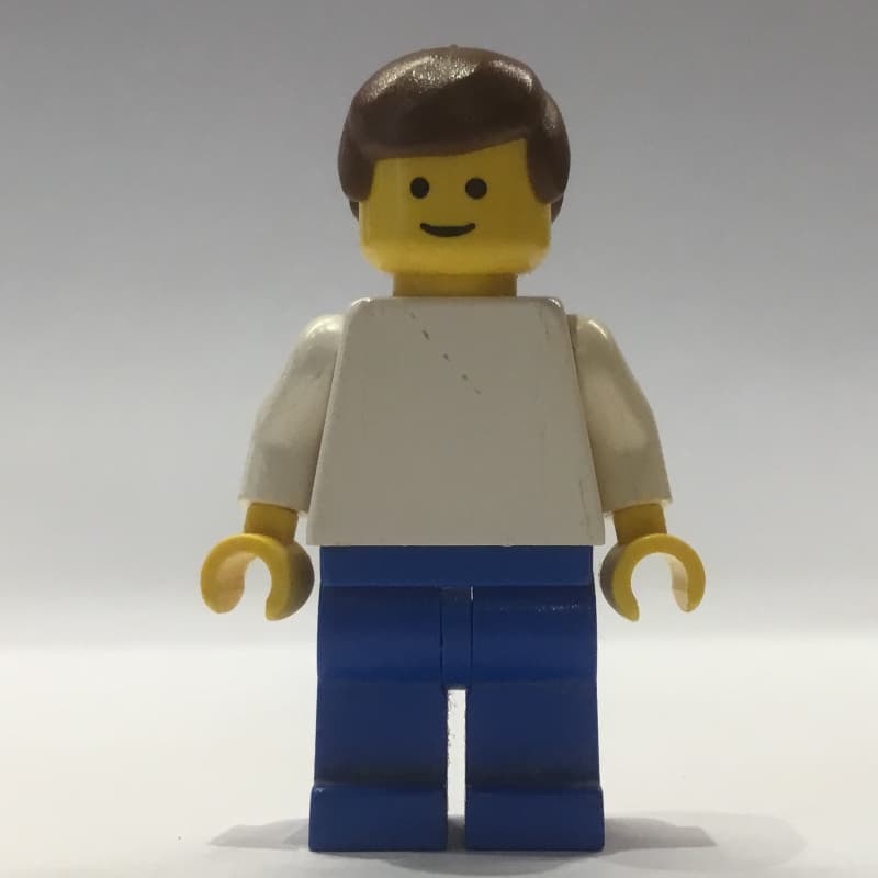 White Torso, Blue Legs, Brown Hair - 3626a Head