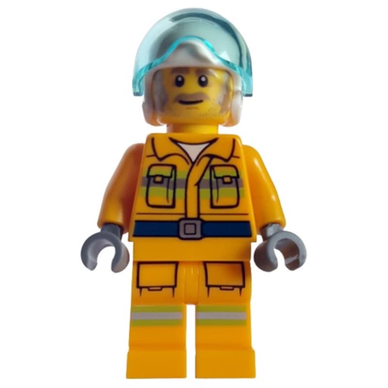 Pilot, Bright Light Orange Fire Suit, White Helmet
