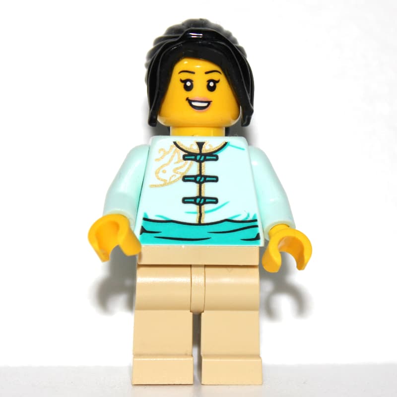 Light Aqua Torso, Tan Legs, Long Black Hair