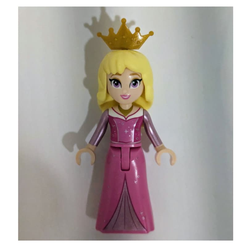 Aurora - Dark Pink Dress, Silver Decoration, Pearl Gold Crown, Big Eyes