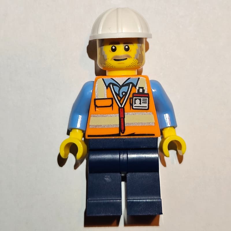 Construction Worker, Foreman - Orange Torso, Dark Blue Legs, White Helmet