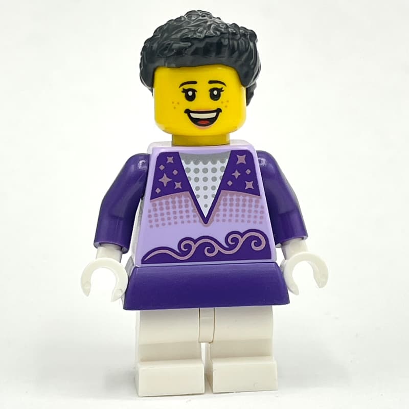 Ice Skater, Dark Purple and Medium Lavender Torso, Medium White Legs