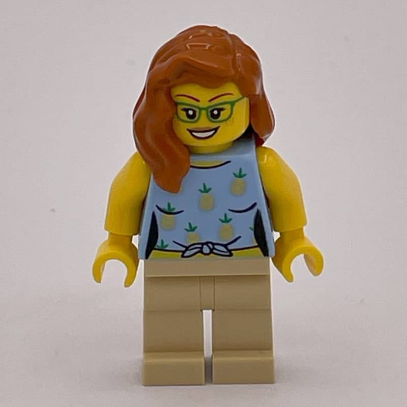Woman, Bright Light Blue Torso, Tan Legs, Dark Orange Hair