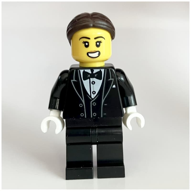 Waiter, Black Tuxedo, Dark Brown Hair