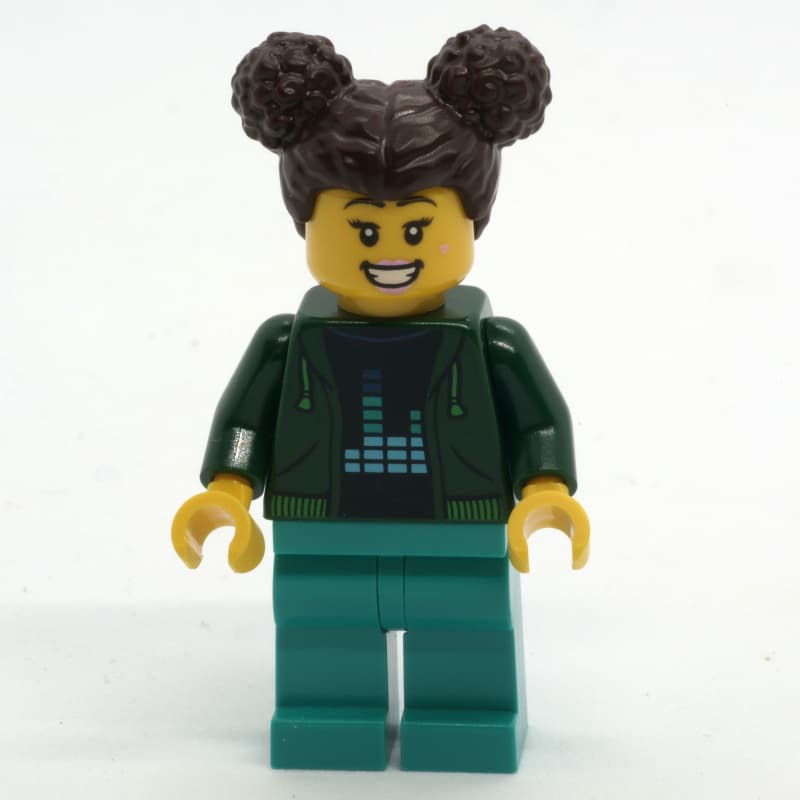 Woman, Dark Green Jacket, Dark Turquoise Legs