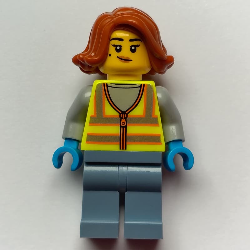 Scrapyard Worker, Vibrant Yellow Vest, Sand Blue Legs