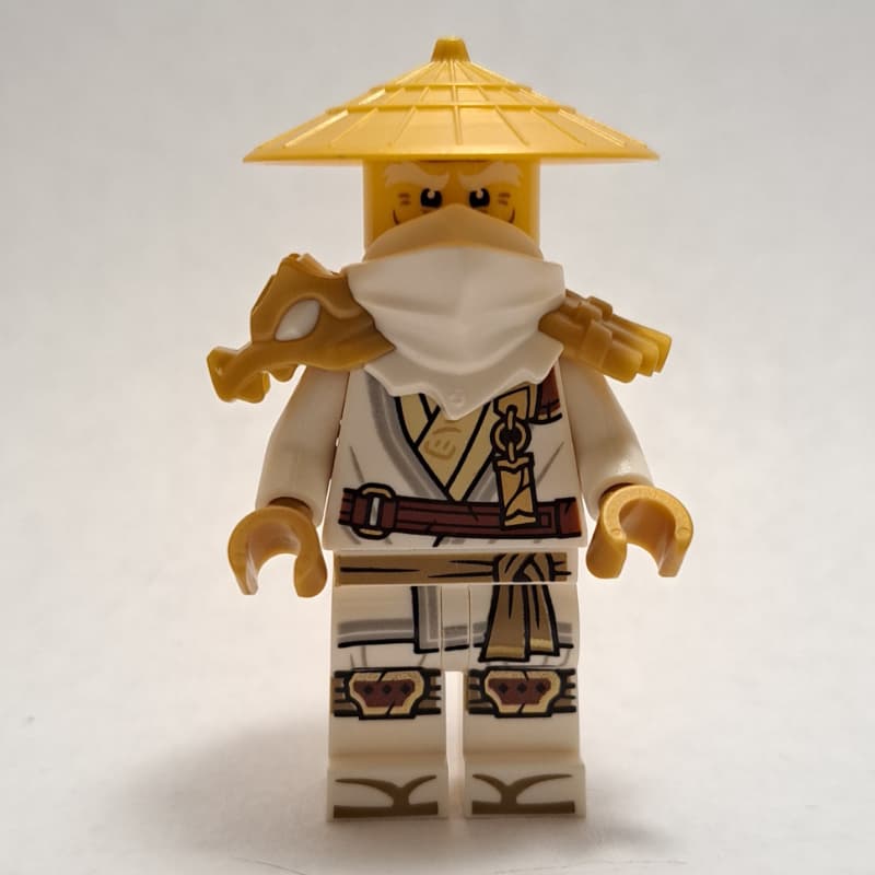 Master Wu, White Shoulder Armor and Mask, Pearl Gold Hat