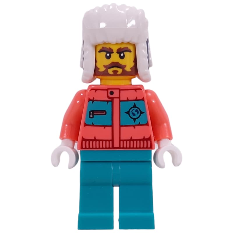 Arctic Explorer, Coral Torso, Dark Turquoise Legs, Dark Blue Ushanka