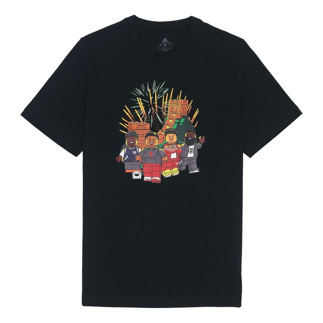 adidas x LEGO Crossover Cartoon Character Great Wall Black T-Shirt