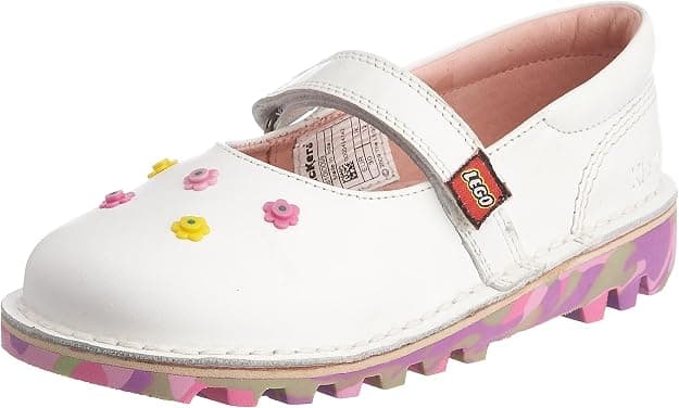 Kickers Kids Kick Bar LEGO Mary Jane Flats - White