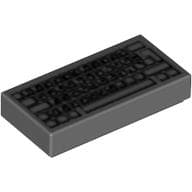Tile 1 x 2 with Computer Keyboard Standard Print em Cinza azulado escuro