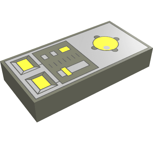 Tile 1 x 2 with Joystick and Vehicle Control Panel Print em Cinza escuro
