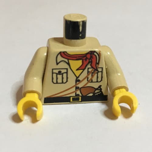 Torso Shirt, Yellow Neck, Red Bandana, Gun Print, Tan Arms, Yellow Hands