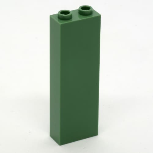Brick 1 x 2 x 5 with Blocked Open Studs and Bottom Stud Holder with Asymmetric Ridges em Verde areia